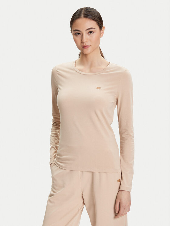 EA7 Emporio Armani Блуза 7W000456 AF10373 U1046 Бежов Slim Fit цвят на ниска цена