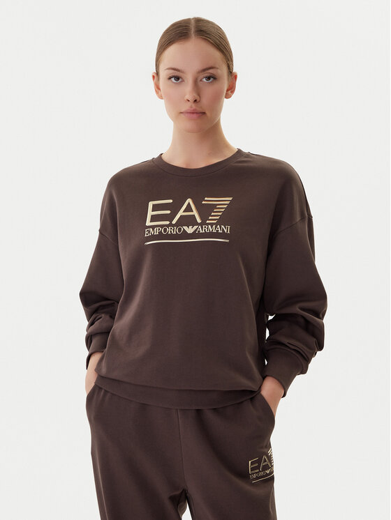 EA7 Emporio Armani Суитшърт 7W000416 AF12473 U6063 Кафяв Relaxed Fit цвят на ниска цена