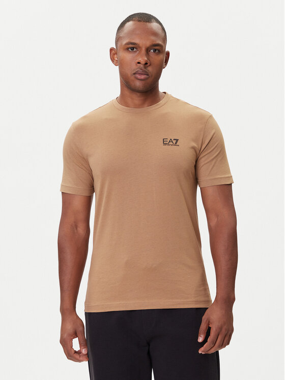 EA7 Emporio Armani Тишърт 8NPT25 PJVPZ U6171 Бежов Regular Fit цвят на ниска цена