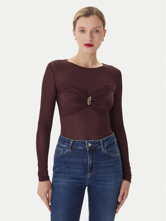 Elisabetta Franchi Боди BO-016-57E2-V390 Бордо Slim Fit цвят на ниска цена