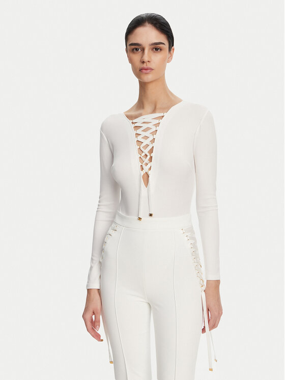 Elisabetta Franchi Боди BO-019-51E2-V350 Бял Slim Fit цвят на ниска цена