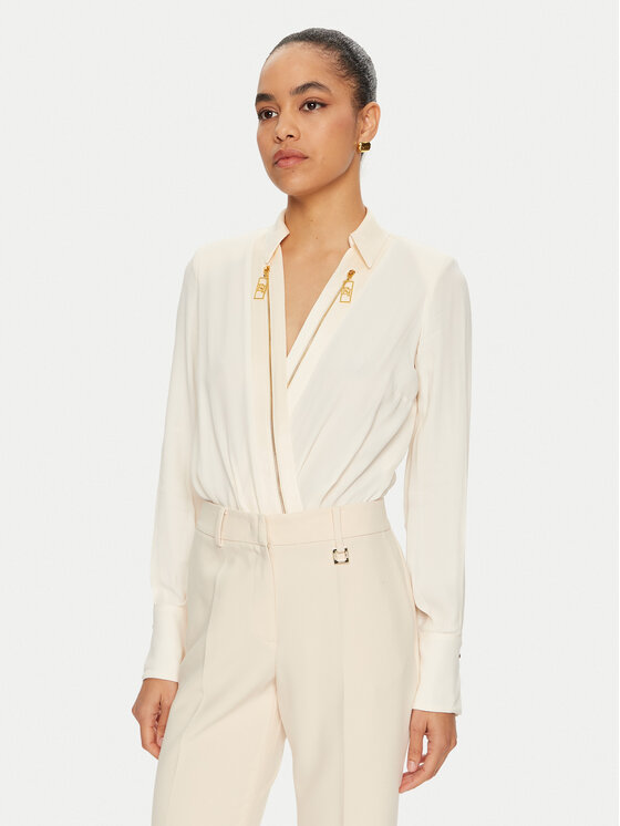 Elisabetta Franchi Боди CB-003-46E1 Екрю Regular Fit цвят на ниска цена