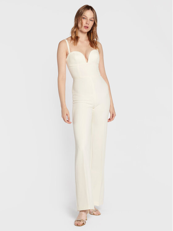 Elisabetta Franchi Гащеризон TU-007-27E2-V440 Бял Slim Fit цвят на ниска цена