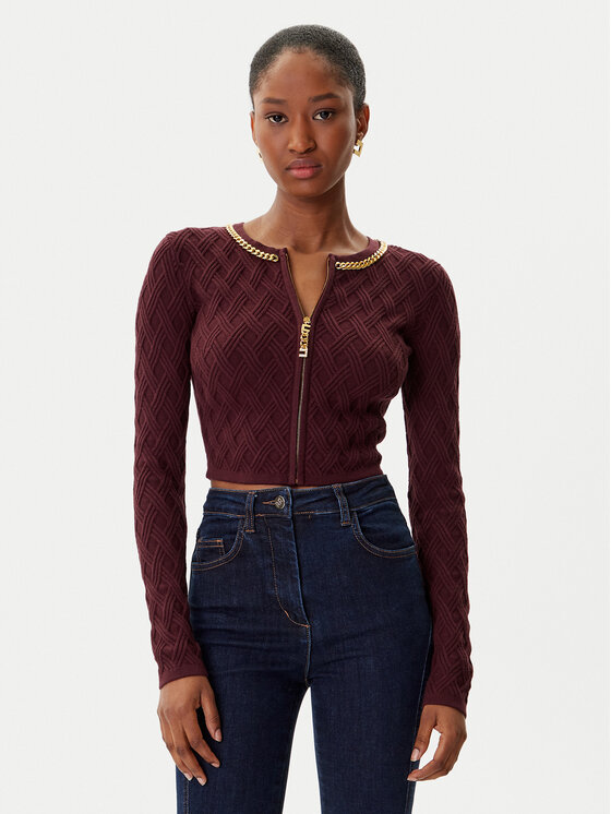 Elisabetta Franchi Кардиган MK-29B-56E2-V450 Бордо Regular Fit цвят на ниска цена