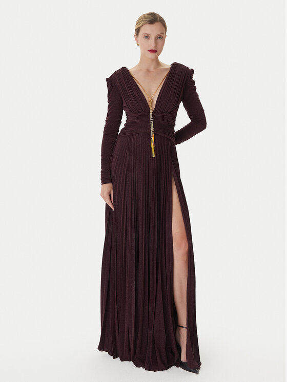 Elisabetta Franchi Официална рокля AB-R40-57E2-V850 Бордо Regular Fit цвят на ниска цена