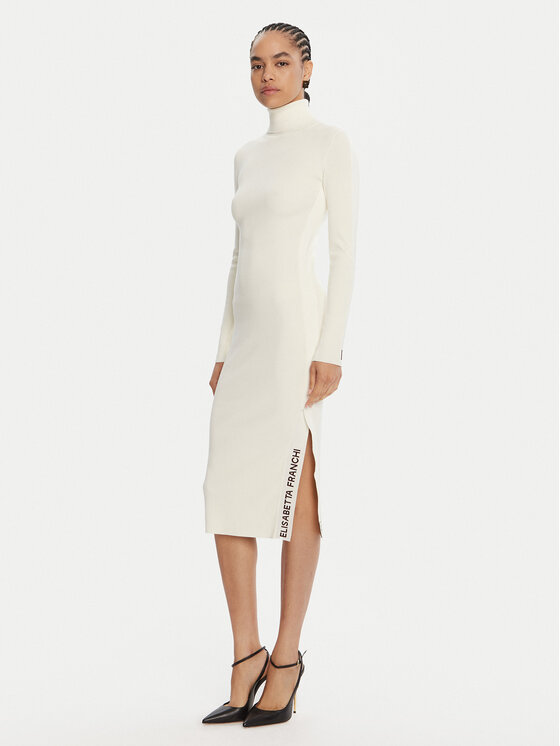 Elisabetta Franchi Плетена рокля AM-03S-56E2-V390 Екрю Slim Fit цвят на ниска цена