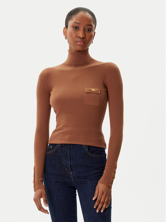 Elisabetta Franchi Поло MK-11B-56E2-V290 Кафяв Slim Fit цвят на ниска цена