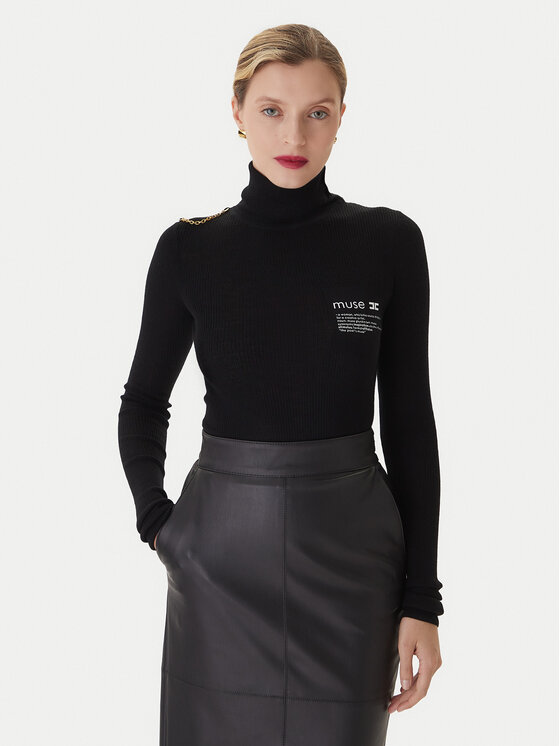 Elisabetta Franchi Поло MK-43B-57E2-V320 Черен Regular Fit цвят на ниска цена