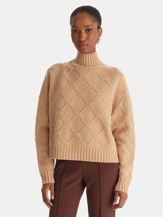 Elisabetta Franchi Пуловер MK-55T-57E2 Кафяв Regular Fit цвят на ниска цена