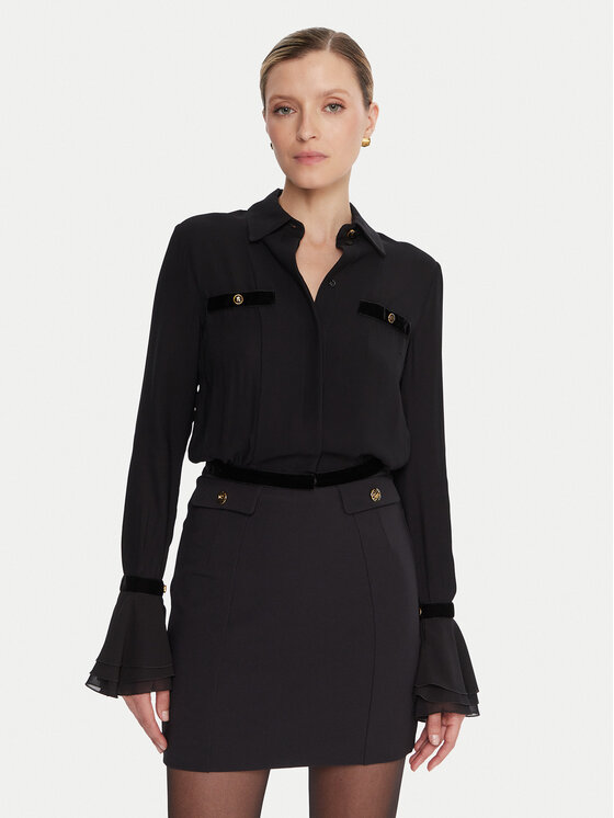 Elisabetta Franchi Риза CA-131-57E2-V390 Черен Regular Fit цвят на ниска цена