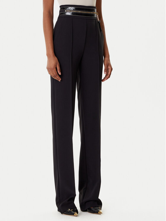 Elisabetta Franchi Текстилни панталони PA-113-56E2-V340 Черен Regular Fit цвят на ниска цена