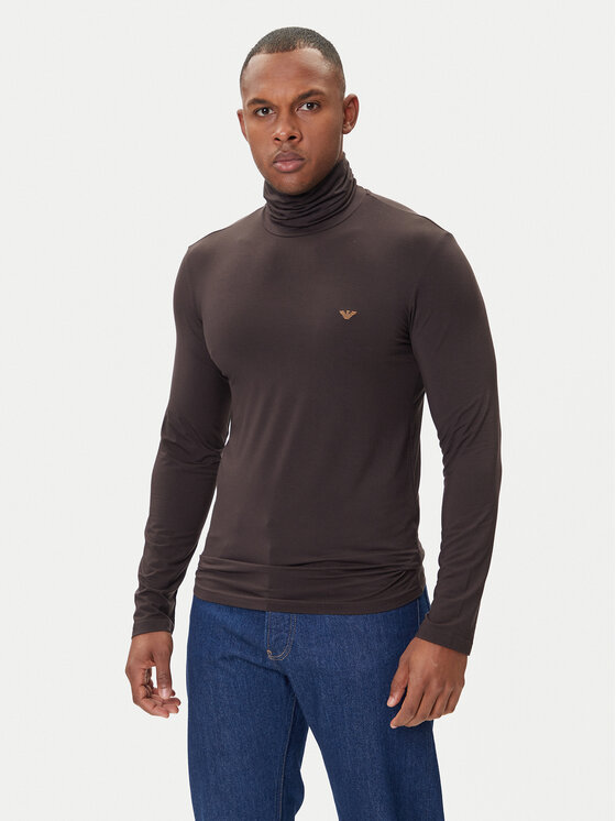 Emporio Armani Underwear Поло EM000388 AF14988 U6031 Кафяв Slim Fit цвят на ниска цена