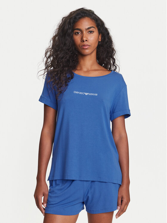 Emporio Armani Тишърт EW000780 AF12192 UA012 Син Regular Fit цвят на ниска цена