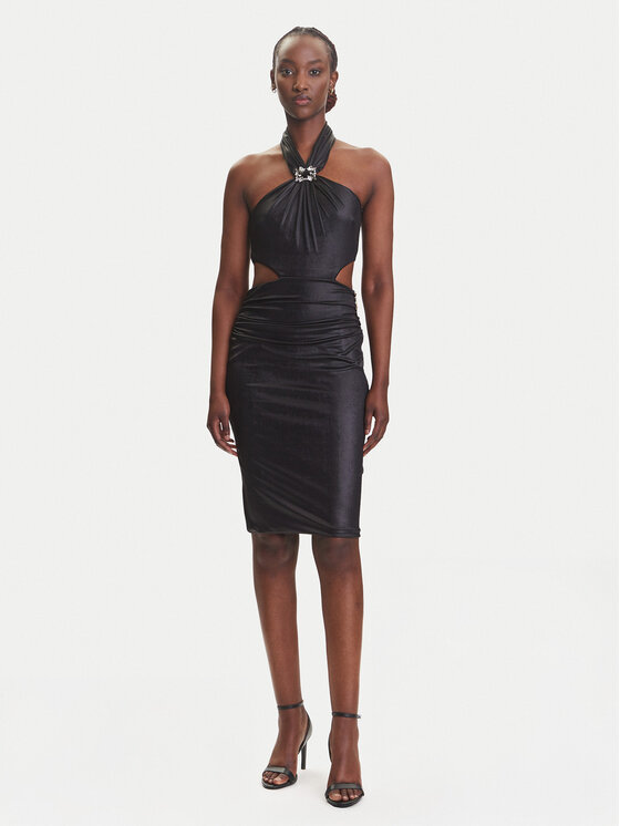 Fracomina Коктейлна рокля FQ25SD1001W798T4 Черен Slim Fit цвят на ниска цена