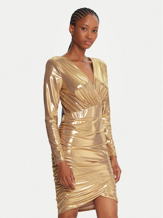 Fracomina Коктейлна рокля FQ25WD1006W59501 Златист Slim Fit цвят на ниска цена