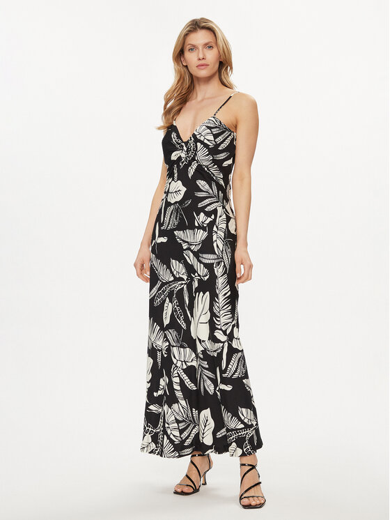 Fracomina Лятна рокля FJ24SD3005W413R8 Черен Regular Fit цвят на ниска цена