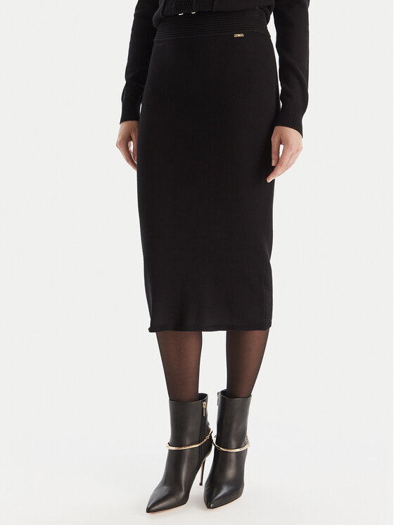 Fracomina Пола тип молив FR25WG4004K55601 Черен Slim Fit цвят на ниска цена