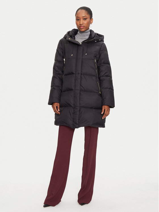 Fracomina Пухено яке FR24WC3009O42301 Черен Regular Fit цвят на ниска цена