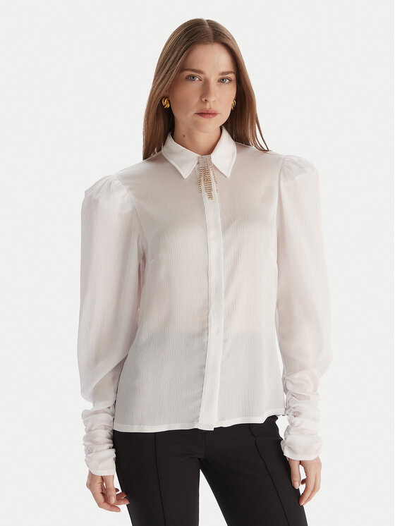 Fracomina Риза FQ25WT6004W41101 Бял Regular Fit цвят на ниска цена