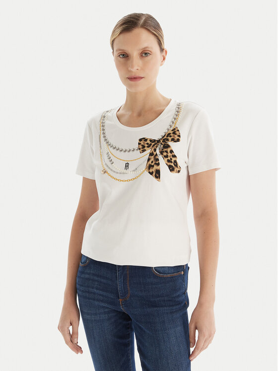 Fracomina Тишърт FR25WT3004J40108 Бял Regular Fit цвят на ниска цена