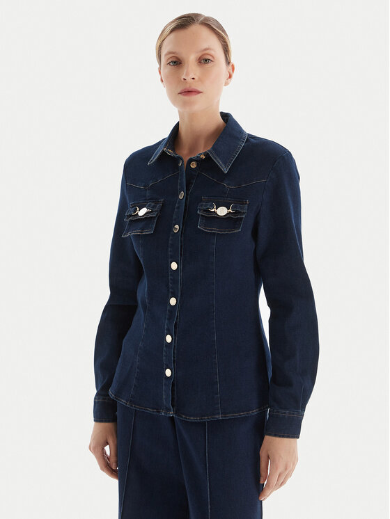 Fracomina дънкова риза FS25WT6004W78201 Тъмносин Regular Fit цвят на ниска цена