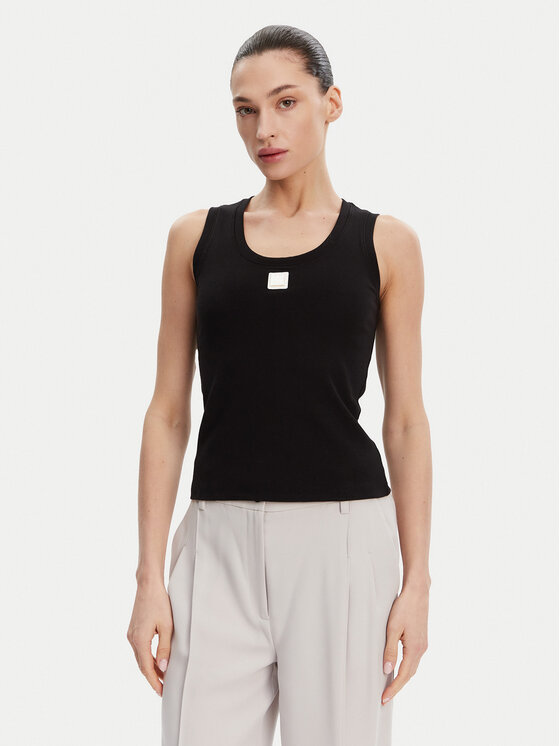 Fracomina топ FP25ST2001J40101 Черен Slim Fit цвят на ниска цена