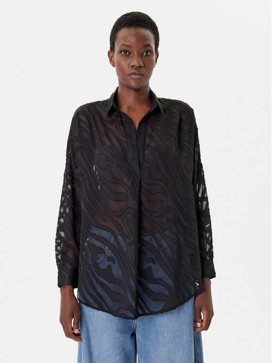 French Connection Блуза 72NZR Черен Relaxed Fit цвят на ниска цена