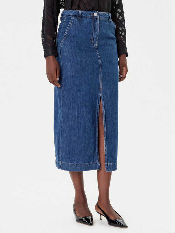 French Connection Дънкова пола 73DZA Син Regular Fit цвят на ниска цена