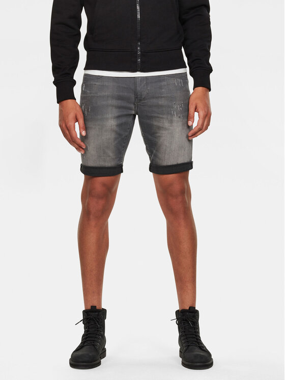 G-Star Raw Дънкови шорти 3301 D10481-6132 Сив Slim Fit цвят на ниска цена