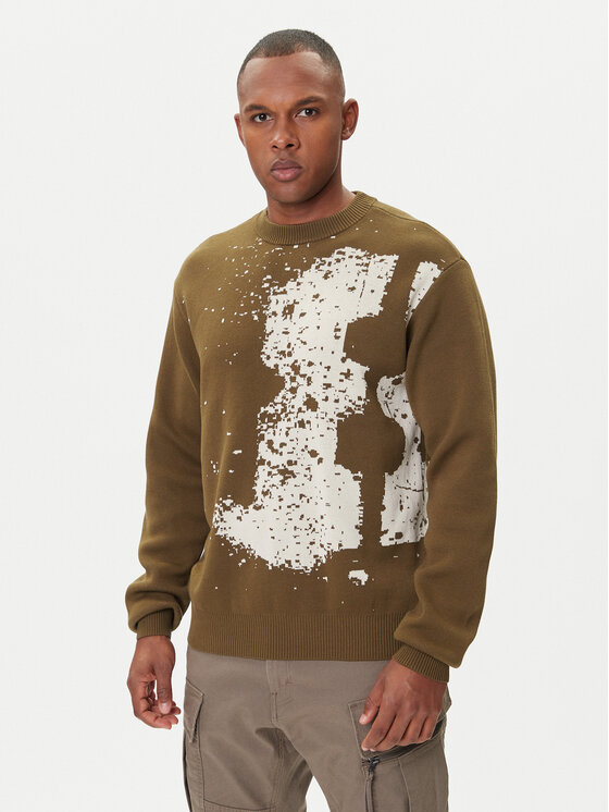 G-Star Raw Пуловер Sprayed 89 D27772-D488 Зелен Relaxed Fit цвят на ниска цена