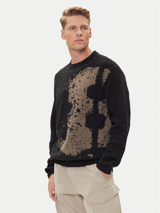 G-Star Raw Пуловер Sprayed 89 D27772-D488 Черен Relaxed Fit цвят на ниска цена