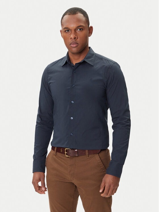 G-Star Raw Риза Uniform D25176-D321 Тъмносин Slim Fit цвят на ниска цена