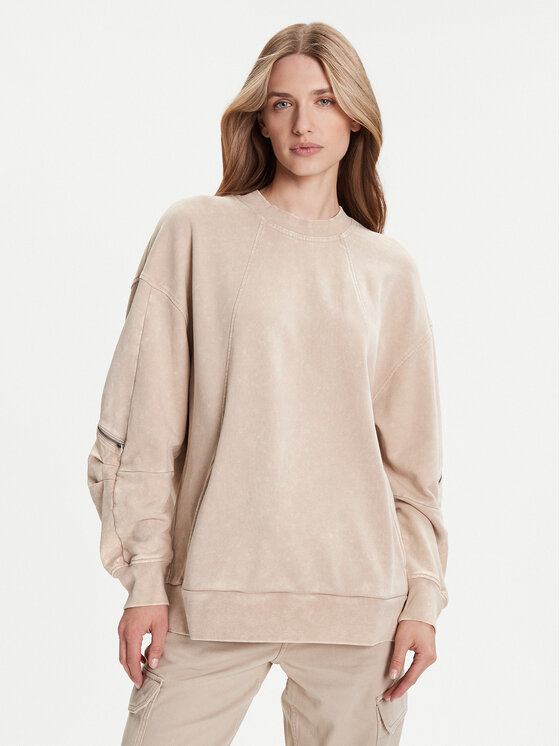 G-Star Raw Суитшърт Washed 3D D27738-D969 Бежов Oversize цвят на ниска цена