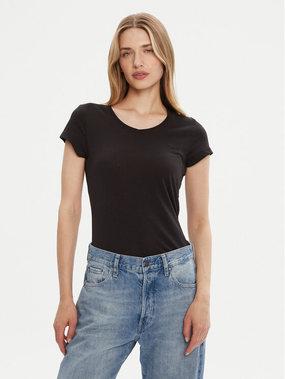 G-Star Raw Тишърт Eyben D24533-4107 Черен Slim Fit цвят на ниска цена