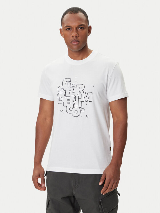 G-Star Raw Тишърт HD Print D26824-D975 Бял Regular Fit цвят на ниска цена