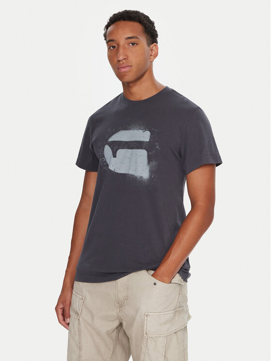 G-Star Raw Тишърт Spray Logo D26833-D101 Тъмносин Regular Fit цвят на ниска цена