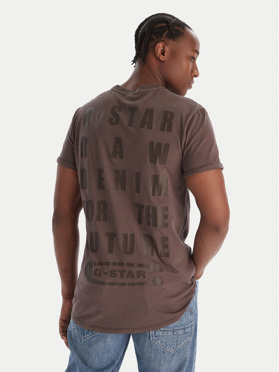 G-Star Raw Тишърт Text Back D25971-2653 Син Relaxed Fit цвят на ниска цена