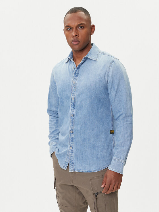 G-Star Raw дънкова риза D27681-D252 Светлосиньо Slim Fit цвят на ниска цена