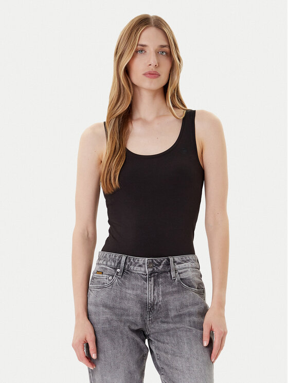 G-Star Raw топ Base D07210-3310 Черен Slim Fit цвят на ниска цена