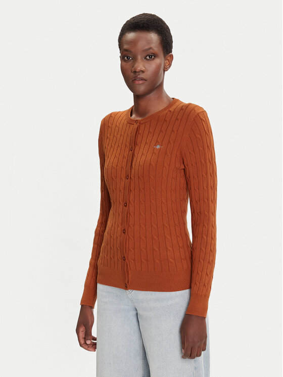 Gant Кардиган 4800103 Кафяв Slim Fit цвят на ниска цена
