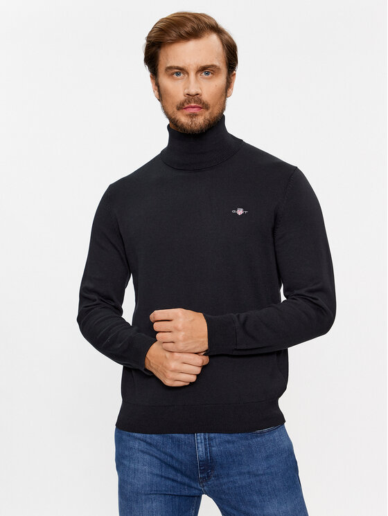 Gant Поло Classic Cotton Rollerneck 8030563 Черен Regular Fit цвят на ниска цена