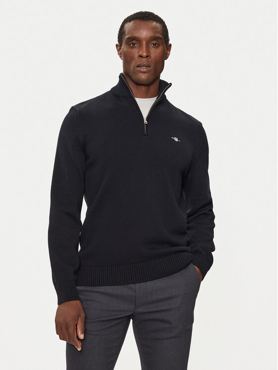Gant Пуловер Casual Cotton Half Zip 8030170 Черен Regular Fit цвят на ниска цена