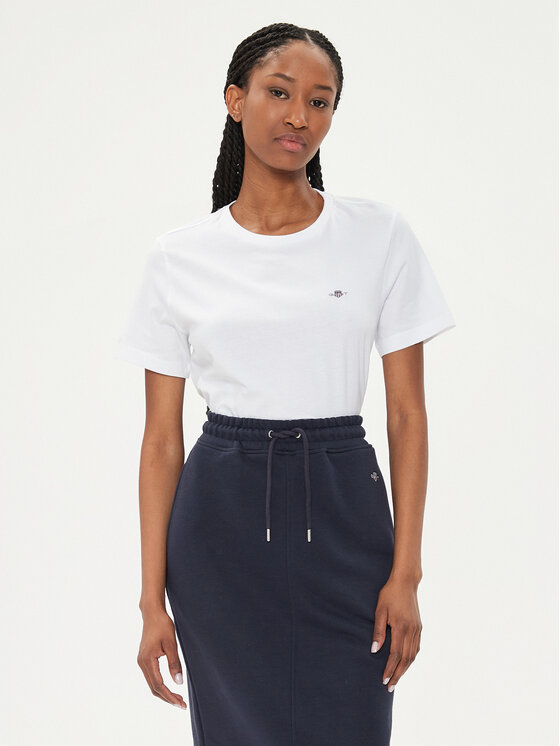 Gant Тишърт Shield 4200200 Бял Regular Fit цвят на ниска цена