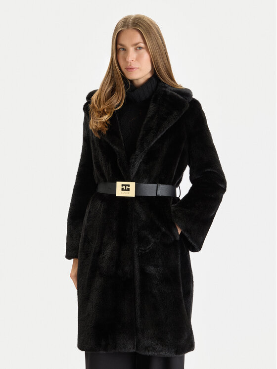 Gaudi Кожено палто 521FD39003 Черен Regular Fit цвят на ниска цена