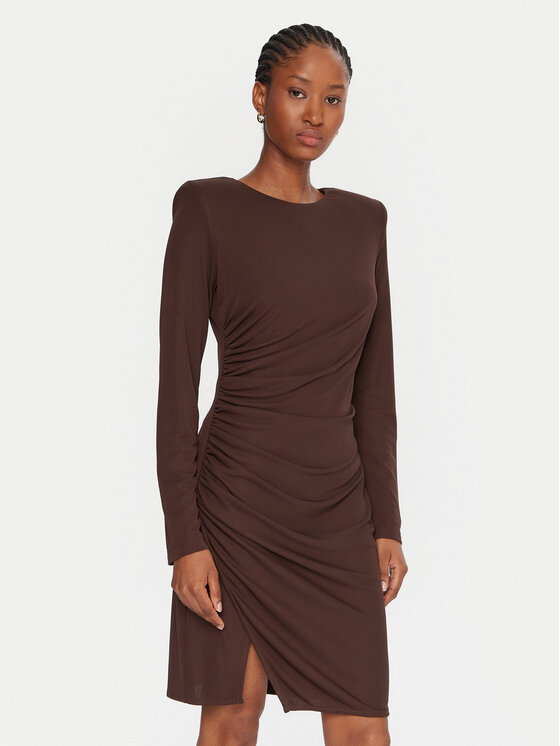 Gaudi Коктейлна рокля 521FD14009 Кафяв Slim Fit цвят на ниска цена