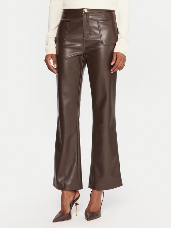 Gaudi Панталони от имитация на кожа 521FD28002 Кафяв Straight Fit цвят на ниска цена