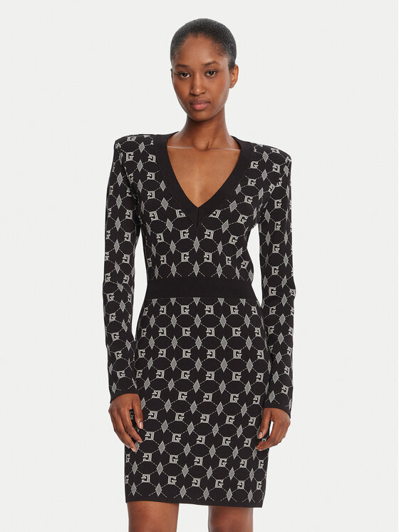 Gaudi Плетена рокля 521FD13005 Черен Regular Fit цвят на ниска цена