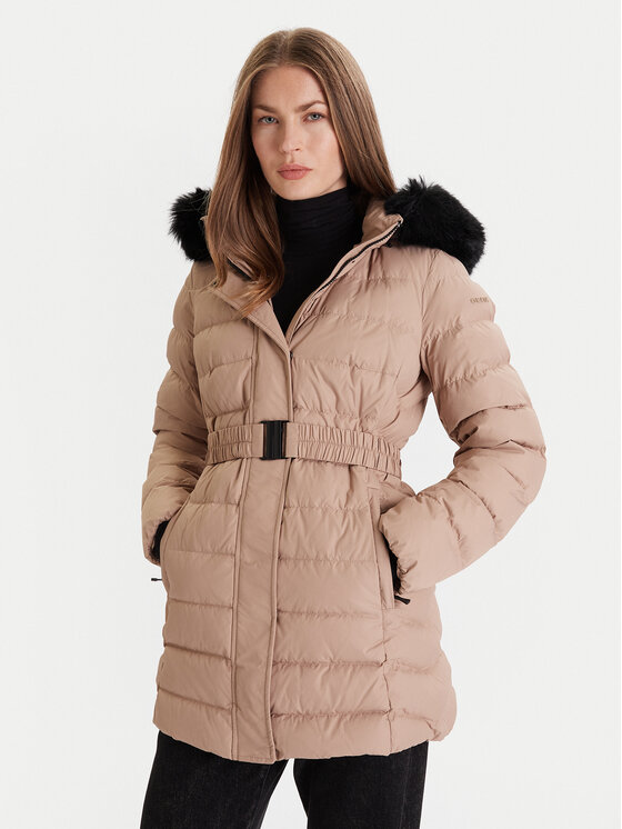 Geox Пухено яке Catria W5626G T3152 F5228 Бежов Slim Fit цвят на ниска цена