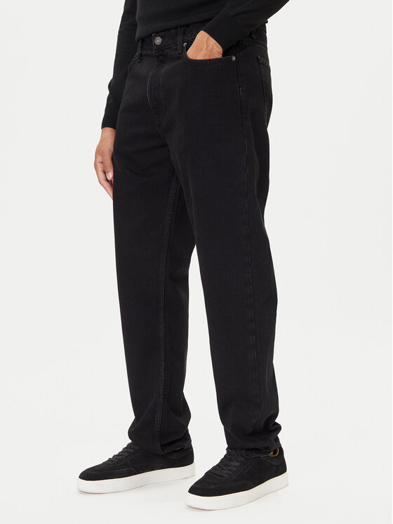 Guess Jeans Дънки M5BA90 D5R51 Черен Relaxed Fit цвят на ниска цена