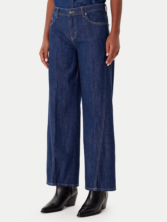 Guess Jeans Дънки W5BA2T D002A Син Wide Leg цвят на ниска цена